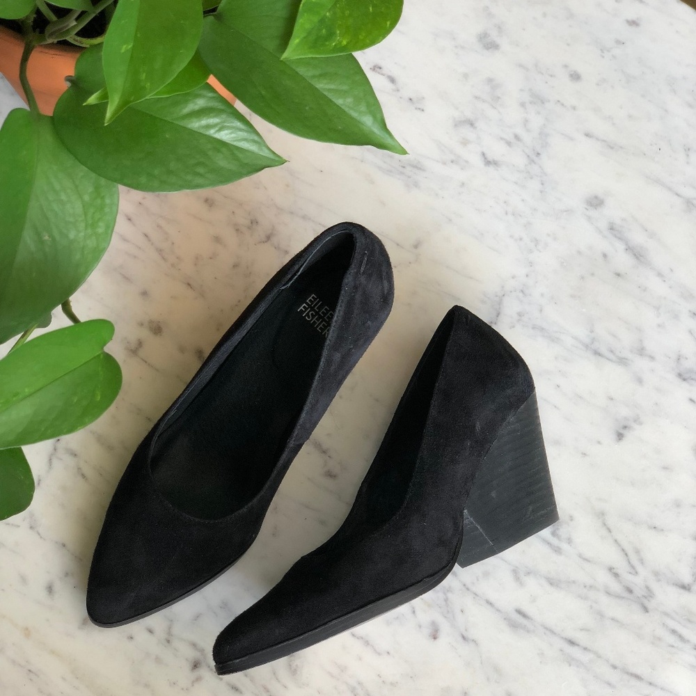 Eileen Fisher HAWK Cutout Wedge Suede Pumps 6.5
